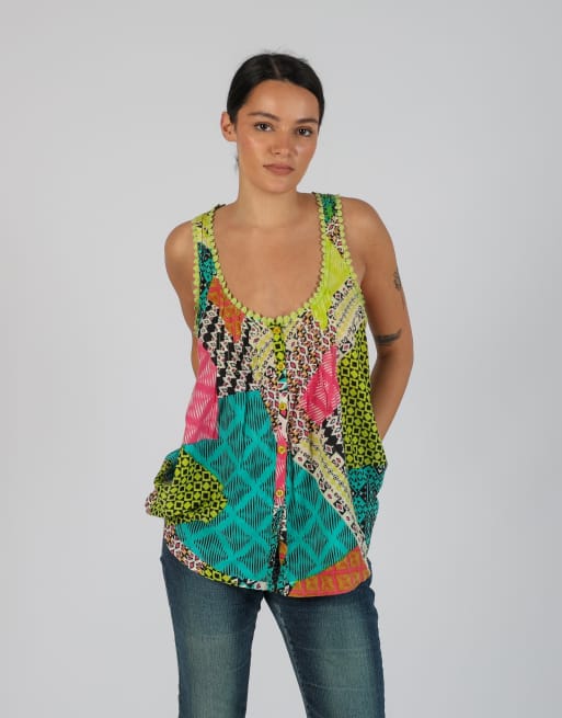 Vintage Camomilla M cami in multi colured