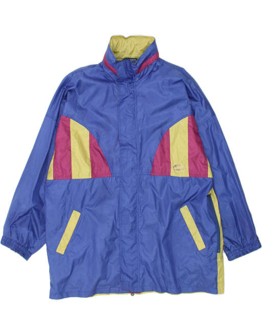Vintage Campagnolo Size L Colourblock Hooded Rain Jacket in Blue