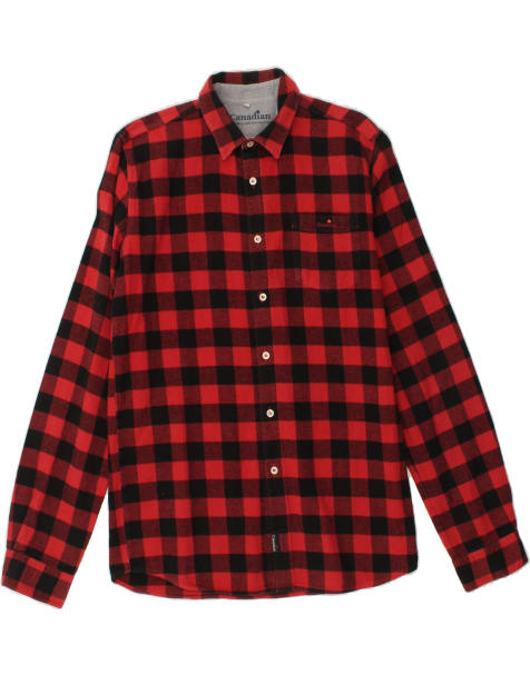 Vintage Canadian Size L Check Flannel Shirt in Red - view 1