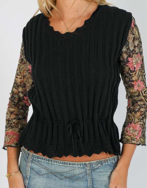 Vintage Canda S woven top in black, 4 of 4