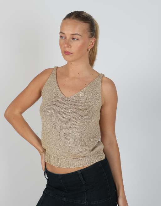 Vintage Candida S woven vest in gold, 3 of 4