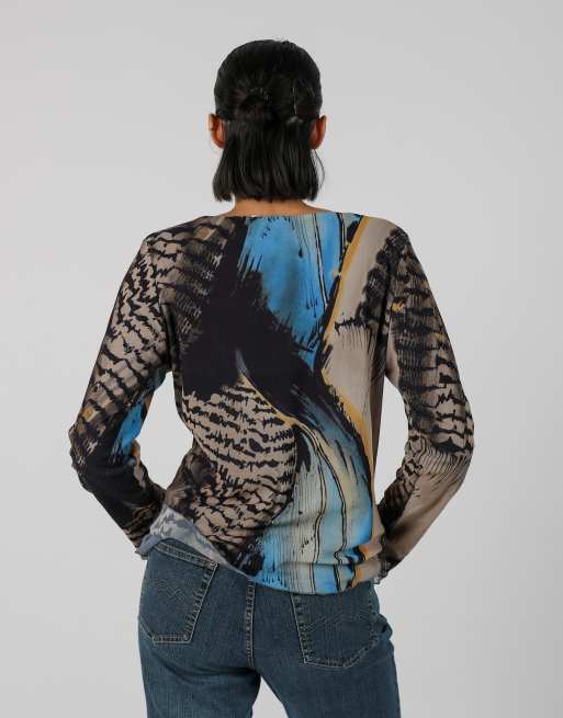 Vintage Cannella M long sleeve top in navy blue, 2 of 4