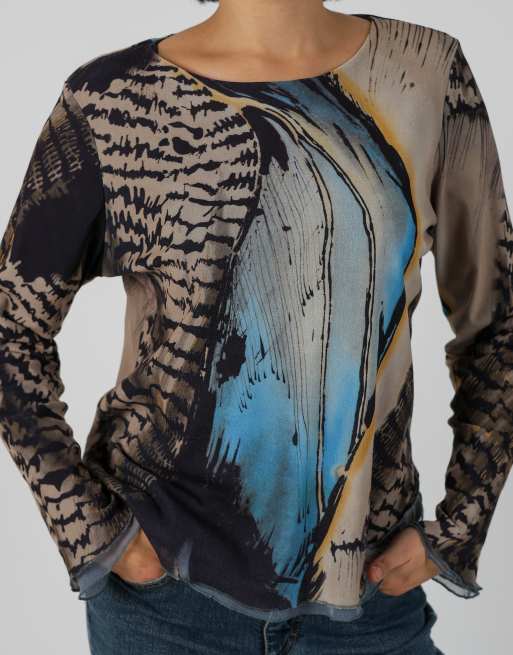 Vintage Cannella M long sleeve top in navy blue, 4 of 4