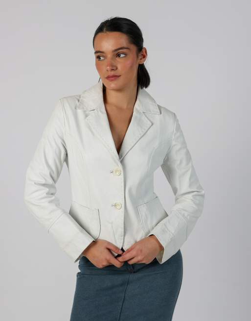 Vintage Cannella S leather jacket in white, 1 of 4