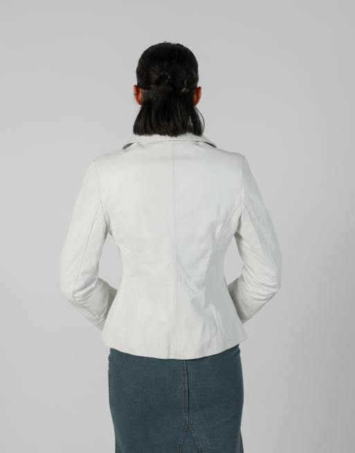 Vintage Cannella S leather jacket in white, 2 of 4