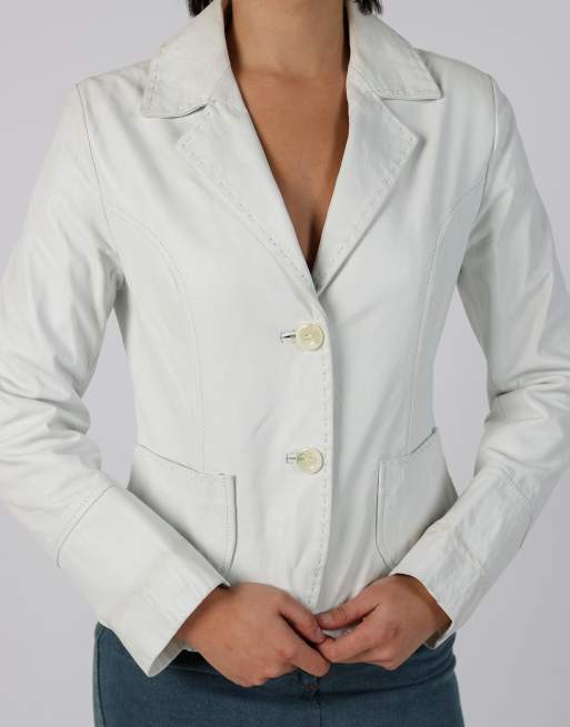 Vintage Cannella S leather jacket in white, 4 of 4