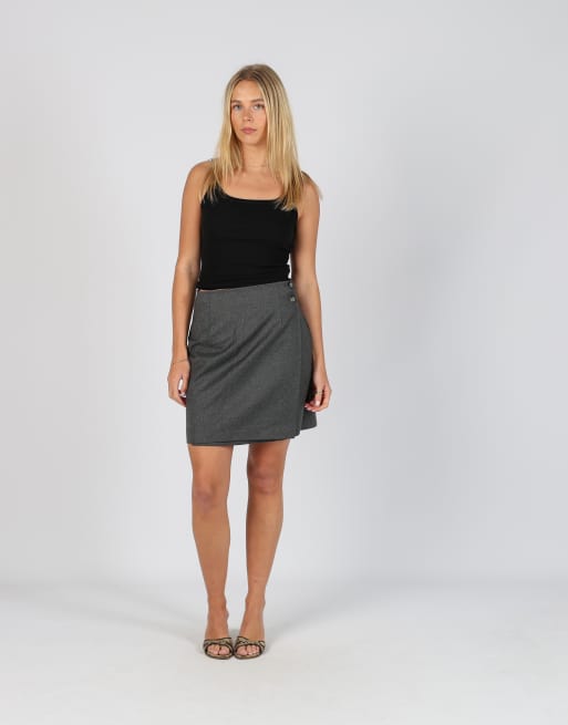 Vintage Caposantachiara S woven midi skirt in charcoal grey