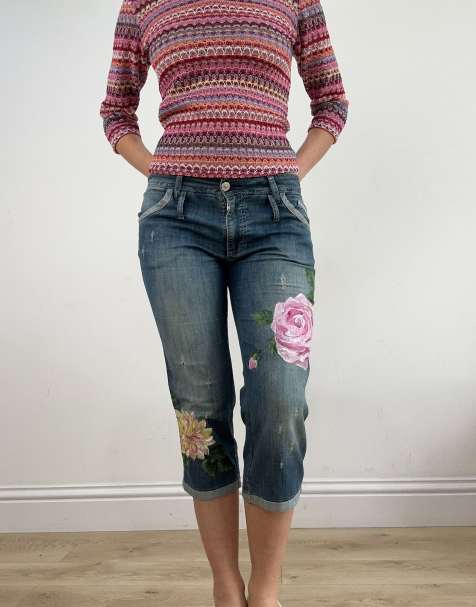 Vintage capri style jeans in blue - view 1