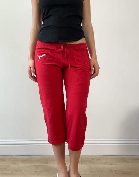 Vintage capri style trousers in red - view 1