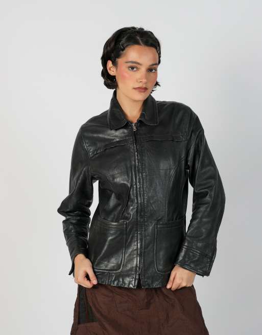Vintage Caractère M leather jacket in black, 3 of 4