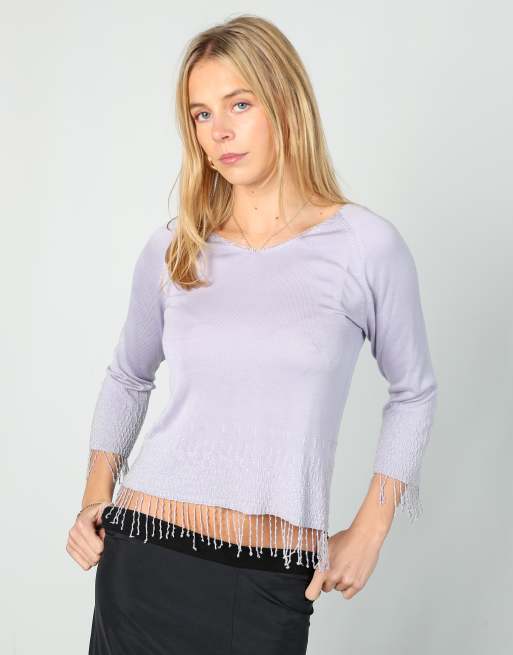 Vintage Caractere S woven top in lilac purple