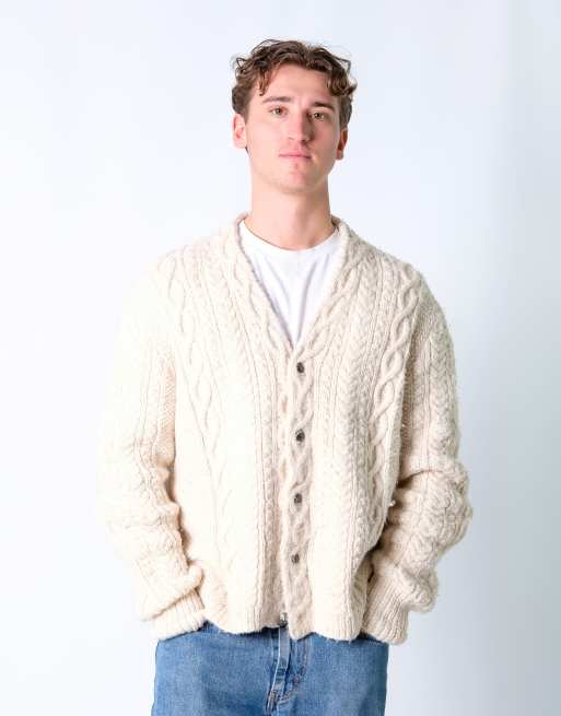 Vintage Cardigan L Knit Sweatshirt Cream