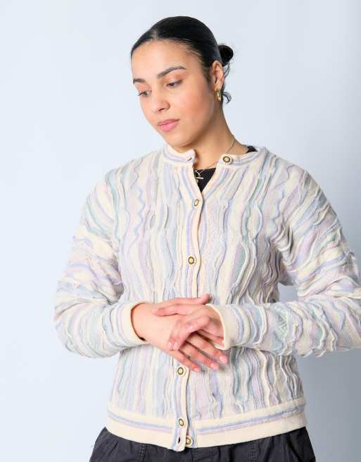 Vintage Cardigan L Knit Sweatshirt Cream