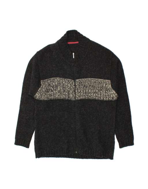 Vintage Cardigan Sweater 2XL In Black Colourblock