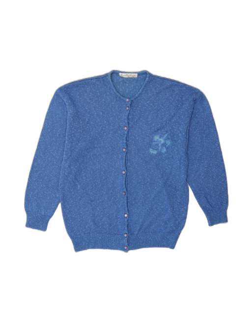 Vintage Cardigan Sweater EU 38 Medium In Blue Floral