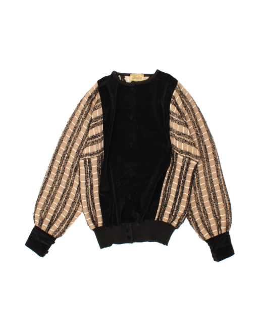 Vintage Cardigan Sweater EU 42 Large In Beige Colourblock
