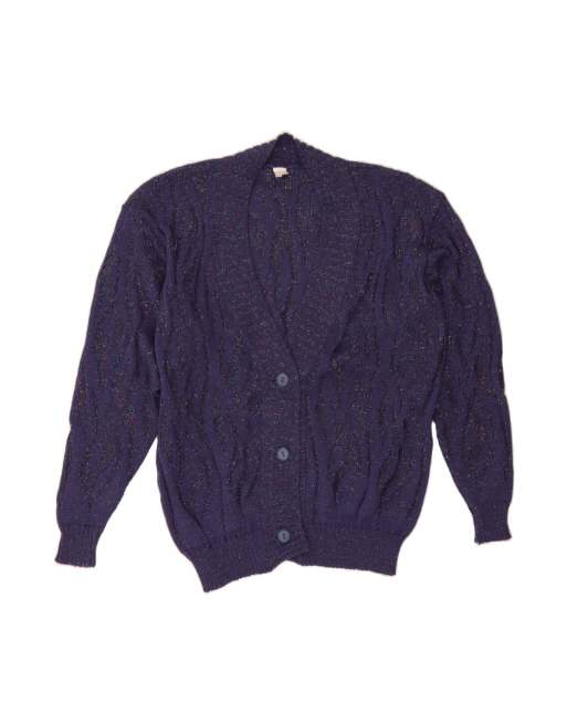 Vintage Cardigan Sweater EU 42 Large In Purple Flecked