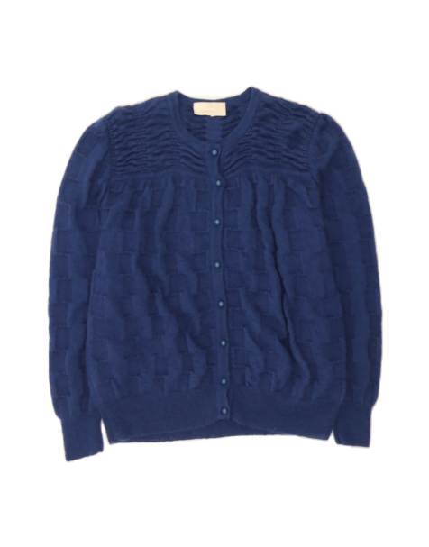 Vintage Cardigan Sweater It 46 Large In Blue Geometric - view 1