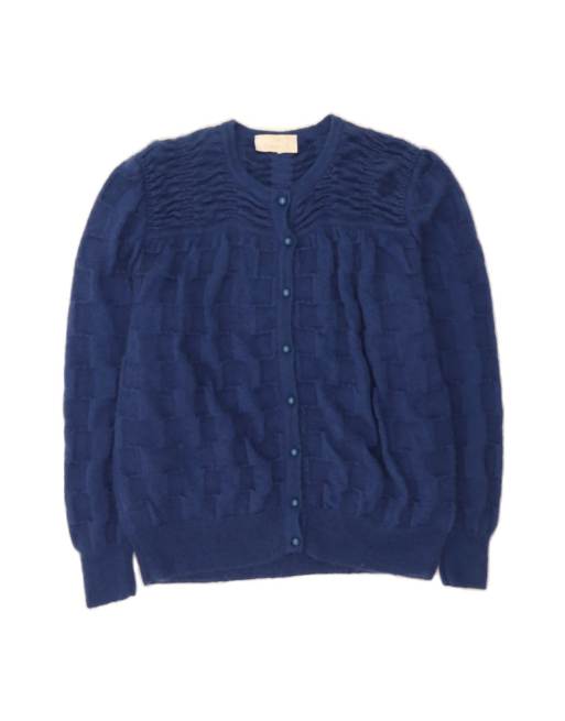 Vintage Cardigan Sweater It 46 Large In Blue Geometric