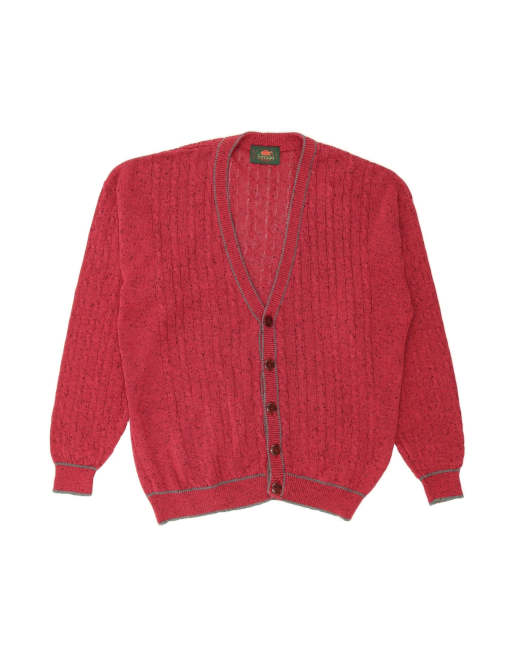 Vintage Cardigan Sweater It 50 Medium In Burgundy Flecked