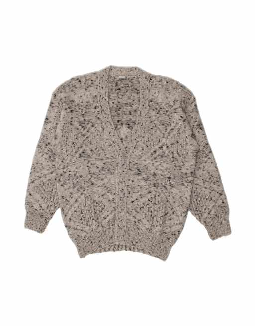 Vintage Cardigan Sweater It 52/54 Large In Grey Flecked