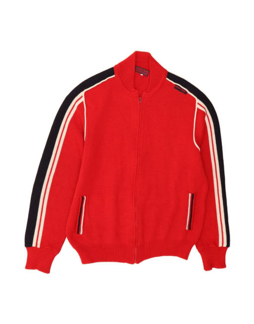 Vintage Cardigan Sweater It 52 Large In Red Striped
