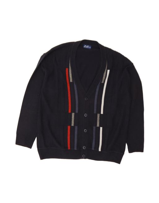 Vintage Cardigan Sweater It 54 XL In Blue Striped