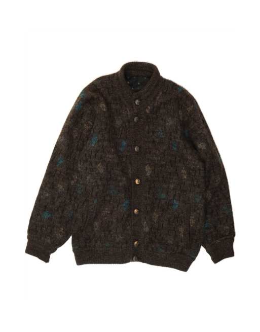 Vintage Cardigan Sweater Large In Black Flecked