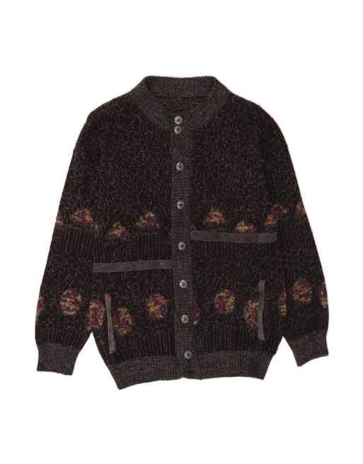 Vintage Cardigan Sweater Large In Black Flecked