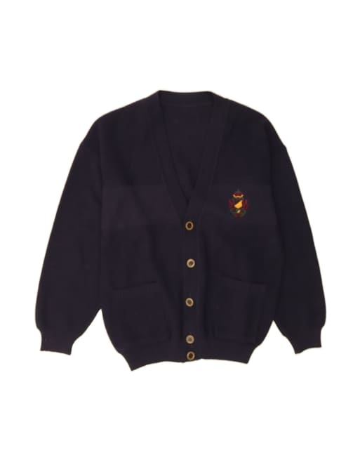 Vintage Cardigan Sweater Large In Blue Wool