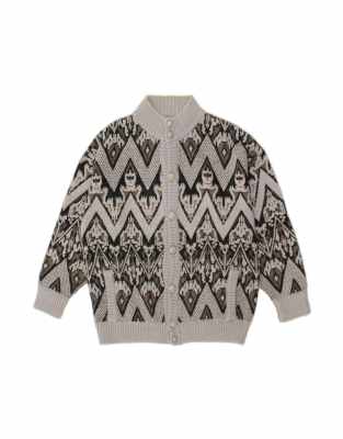 Vintage Cardigan Sweater Large In Grey Fair Isle - view 1