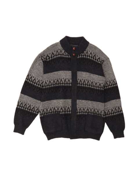 Vintage Cardigan Sweater Medium In Blue Geometric - view 1