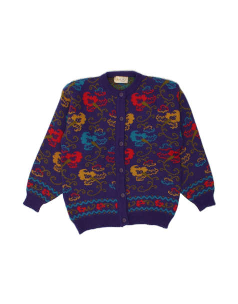 Vintage Cardigan Sweater One Size In Blue Paisley - view 1