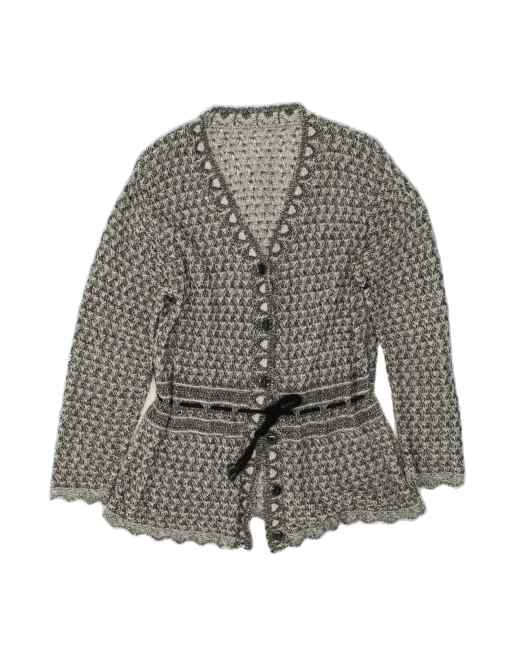 Vintage Cardigan Sweater UK 10 Medium In Grey