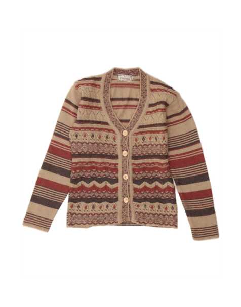 Vintage Cardigan Sweater UK 10 Small In Beige Fair Isle - view 1