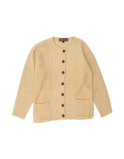 Vintage Cardigan Sweater UK 10 Small In Beige
