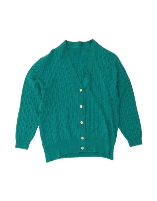 Vintage Cardigan Sweater UK 10 Small In Green