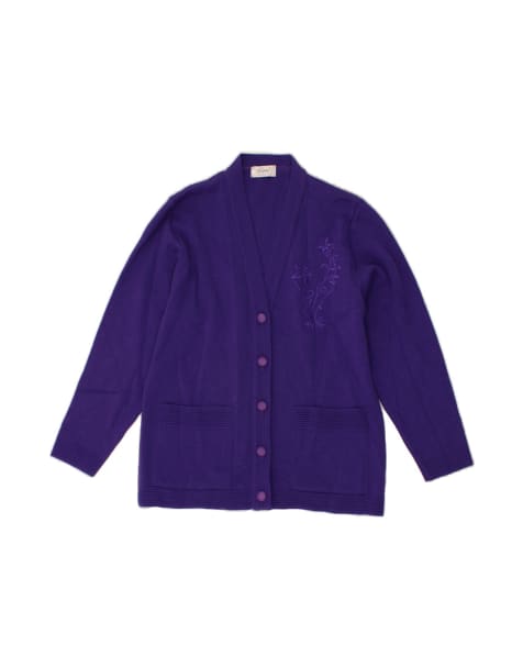 Vintage Cardigan Sweater UK 10 Small In Purple Floral - view 1