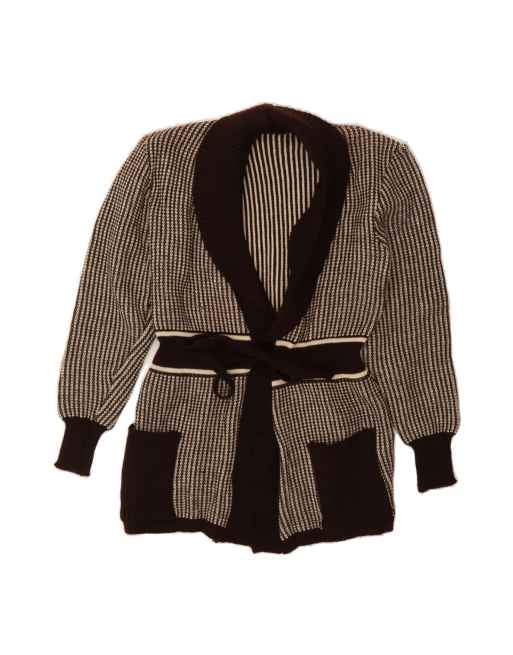 Vintage Cardigan Sweater UK 12 Medium In Brown Striped