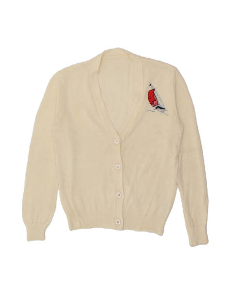 Vintage Cardigan Sweater UK 12 Medium In Off In White - view 1