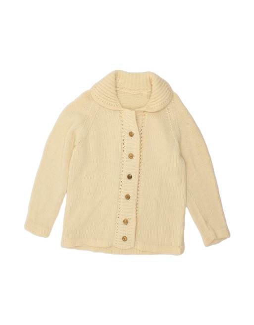 Vintage Cardigan Sweater UK 12 Medium In Off In White