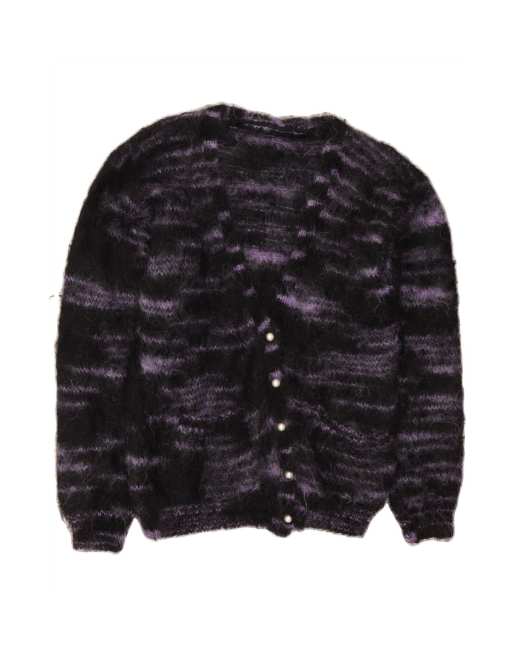 Vintage Cardigan Sweater UK 12 Medium In Purple Flecked