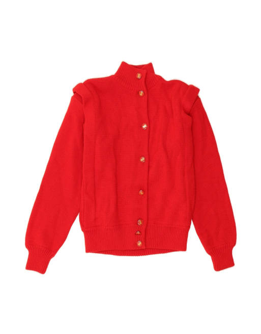 Vintage Cardigan Sweater UK 12 Medium In Red Wool