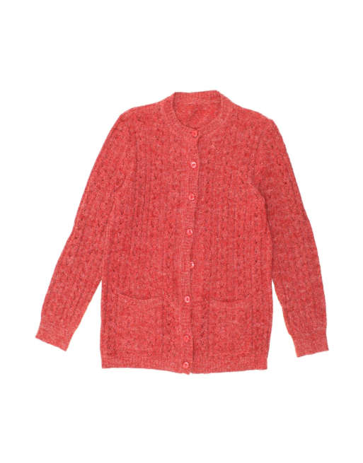 Vintage Cardigan Sweater UK 12 Medium In Red