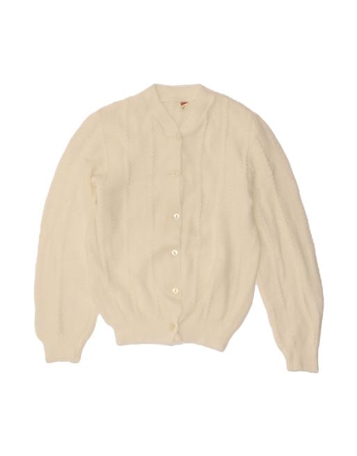 Vintage Cardigan Sweater UK 12 Medium In White