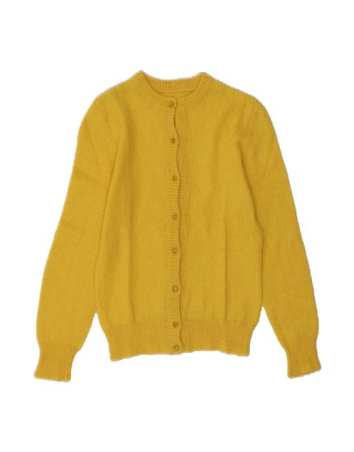 Vintage Cardigan Sweater UK 12 Medium In Yellow
