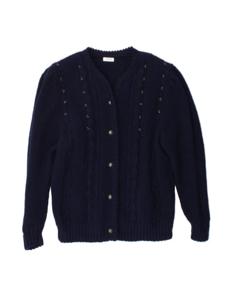 Vintage Cardigan Sweater UK 14 Large In Blue - view 1