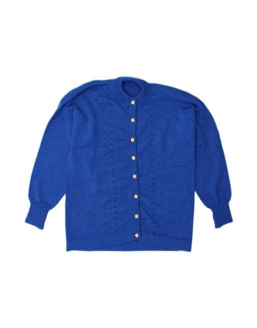 Vintage Cardigan Sweater UK 14 Large In Blue