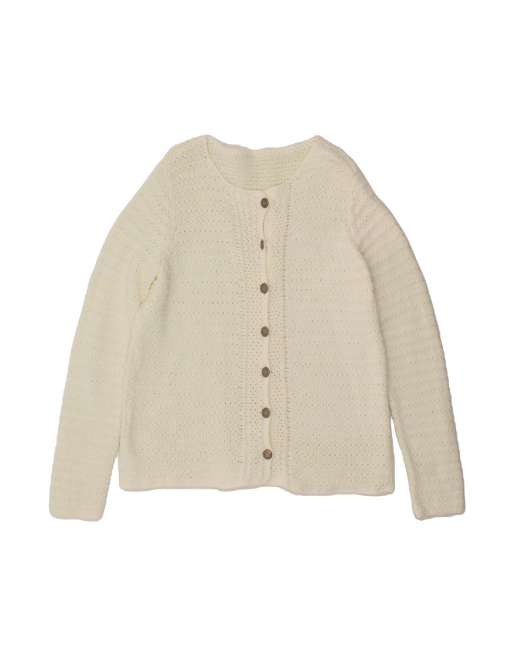 Vintage Cardigan Sweater UK 14 Large In White