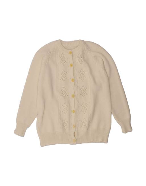 Vintage Cardigan Sweater UK 14 Large In White